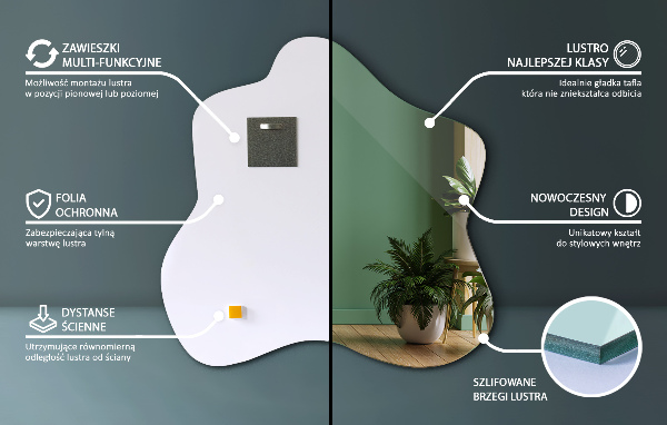 Ogledalo packe asimetrično 48x48 cm