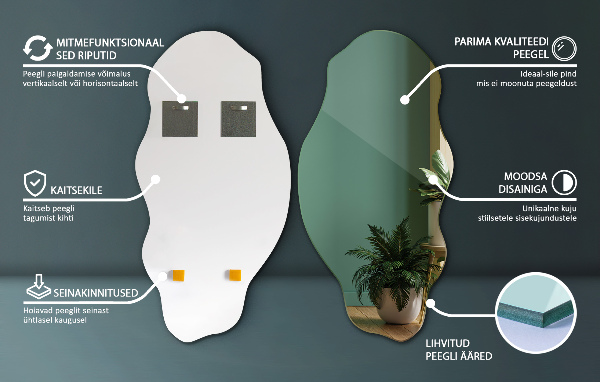 Asimetrično ogledalo madež 40x80