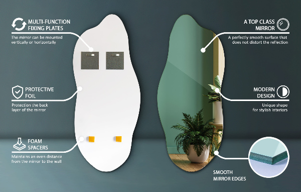 Asimetrično ogledalo okras za steno 35x80 cm