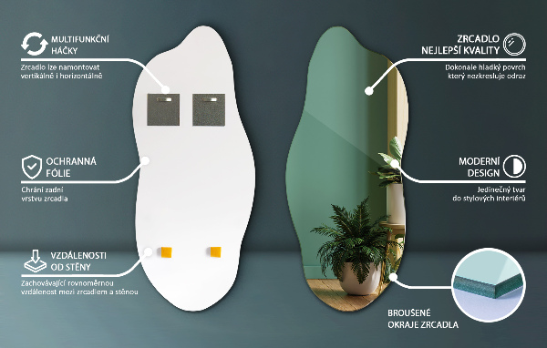 Ogledalo nepravilna oblika brez okvirja 40x90 cm