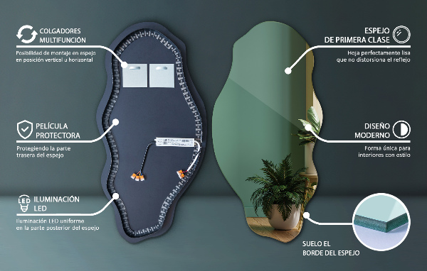 Led ogledalo nepravilna oblika učinkovito 45x90 cm