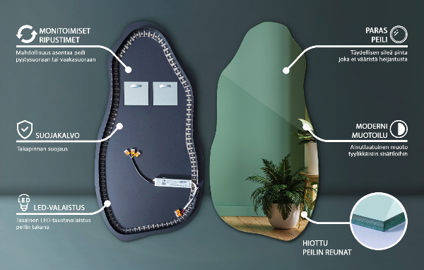 Led ogledalo nepravilna oblika eleganten 40x80 cm