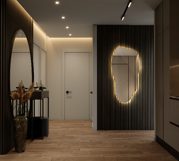 Asimetrično ogledalo z led osvetlitvijo dekorativni 50x100 cm