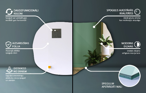 Organsko ogledalo stensko 100x65 cm