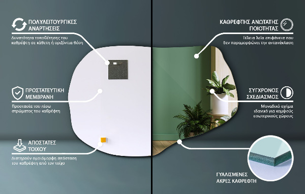 Ogledalo nepravilna oblika elegantno 90x59 cm