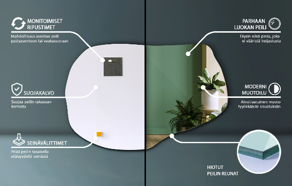 Ogledalo nepravilna oblika elegantno 90x59 cm