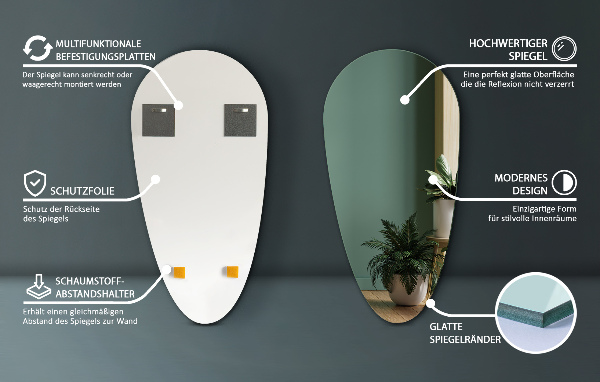 Ogledalo solze brez okvirja 45x90 cm