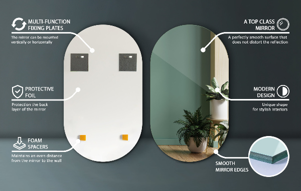 Ovalno ogledalo brez okvirja 40x70 cm