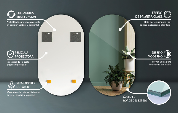 Stensko ovalno ogledalo brez okvirja 46x80 cm