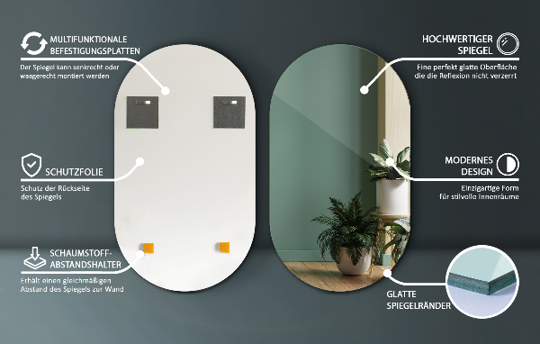 Ovalno ogledalo brez okvirja brez okvirja 52x90 cm
