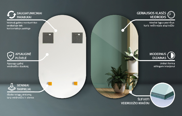 Ovalno ogledalo brez okvirja brez okvirja 52x90 cm