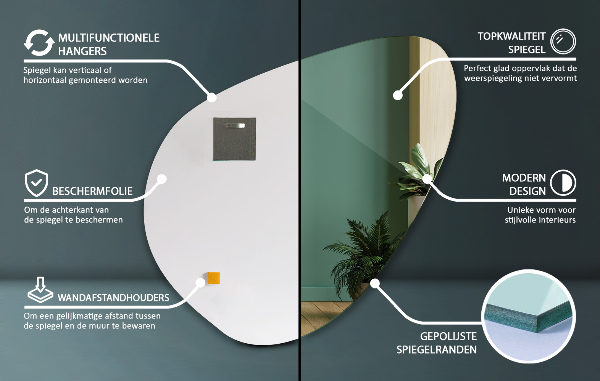 Ogledalo nepravilna oblika 58x58 cm