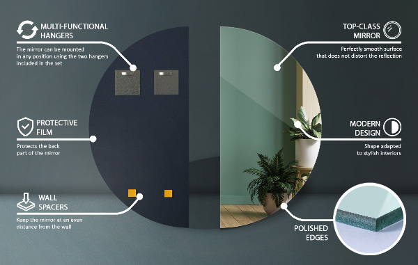 Polkrožno stensko ogledalo 25x50 cm