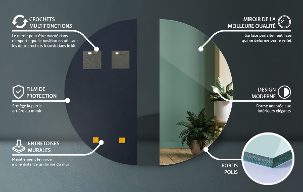 Ogledalo za zid polkrožno 40x80 cm