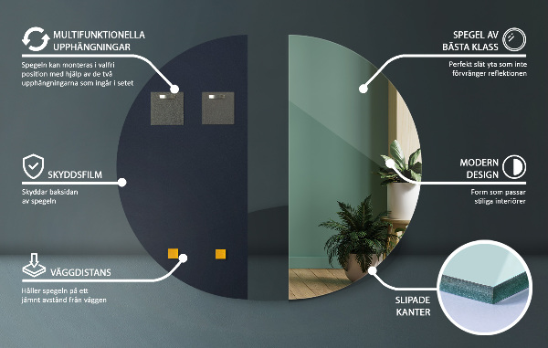 Ogledalo za zid polkrožno 40x80 cm