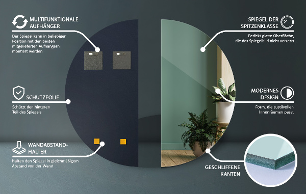 Polkrožno ogledalo 45x90 cm