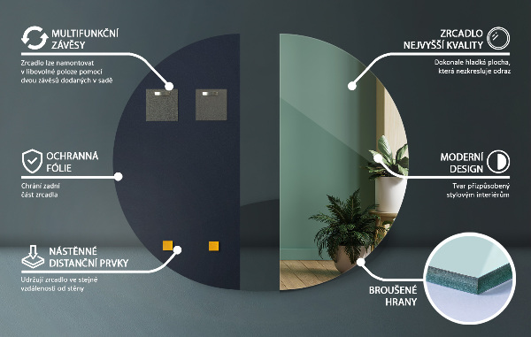 Polkrožno ogledalo 45x90 cm