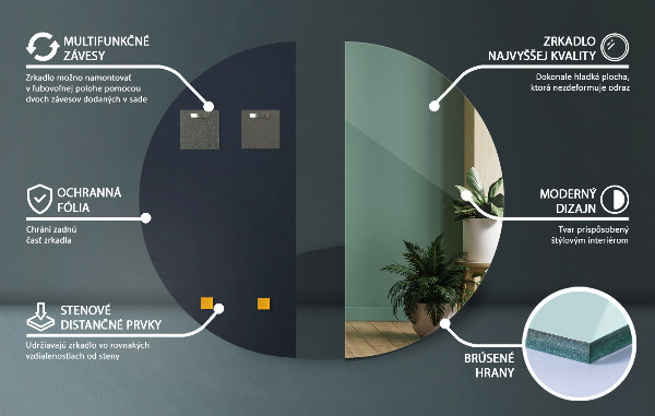 Ogledalo polkrožno 50x100 cm