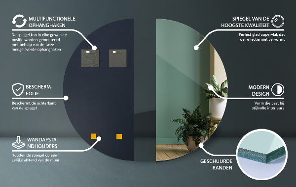 Ogledalo polkrožno 50x100 cm