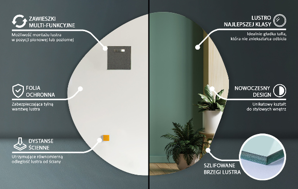 Ogledalo nepravilna oblika brez okvirja 58x58 cm