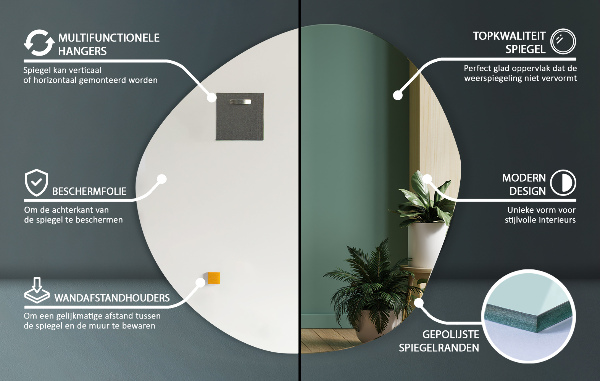 Asimetrično ogledalo za zid 68x67 cm
