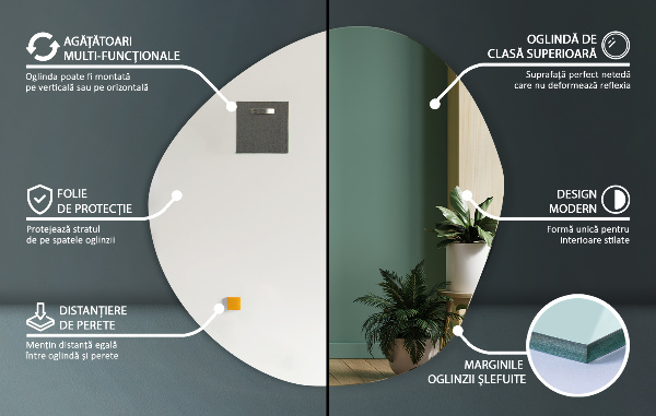 Stensko ogledalo nepravilna oblika 77x77 cm