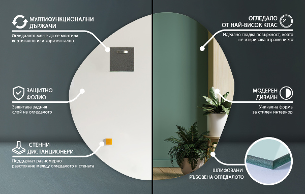 Ogledalo za zid nepravilna oblika 97x96 cm