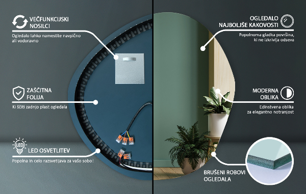Led ogledalo nepravilna oblika 77x77 cm