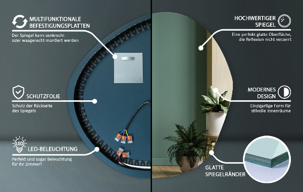 Led ogledalo nepravilna oblika 97x96 cm