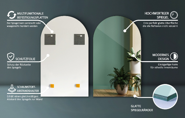 Polovično ovalno ogledalo 45x80 cm