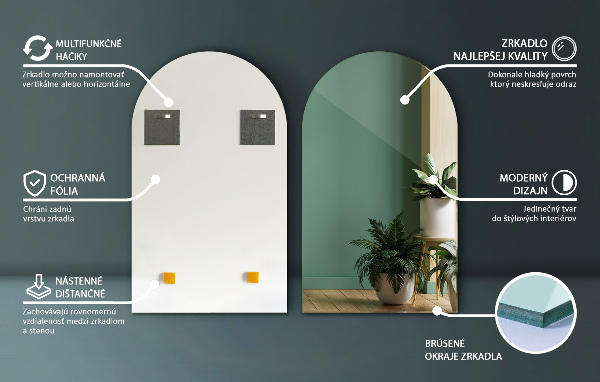 Polovično ovalno zrcalo 50x90 cm