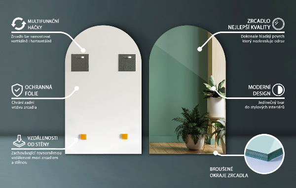 Polovinsko ovalno ogledalo 60x100 cm