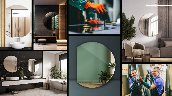 Polkrožno stensko ogledalo 70x80 cm