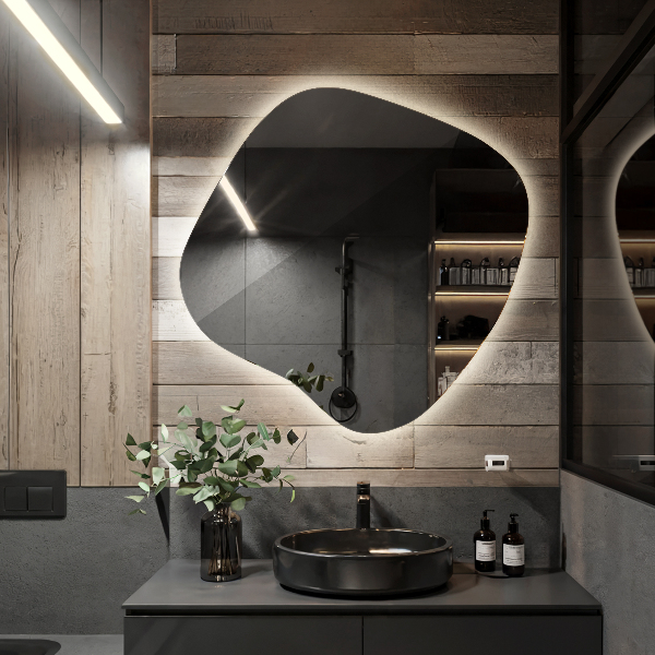 Organsko ogledalo z LED osvetlitvijo 48x48 cm