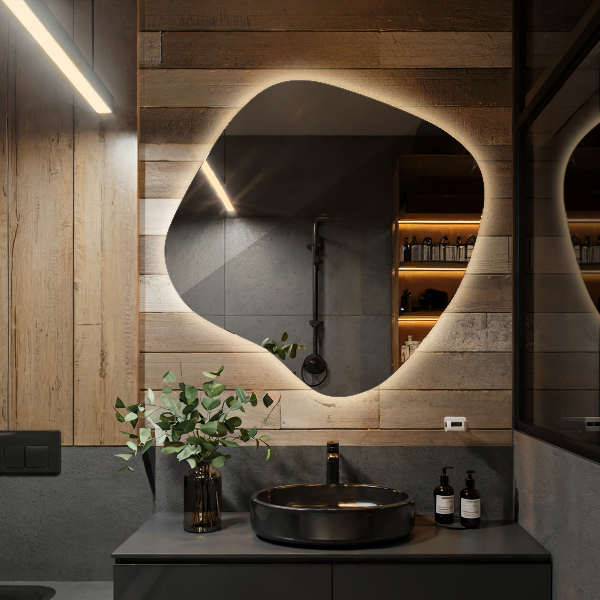 Organsko ogledalo z LED osvetlitvijo 48x48 cm