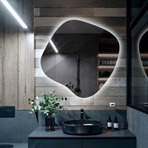 Organsko ogledalo z LED osvetlitvijo 59x58 cm