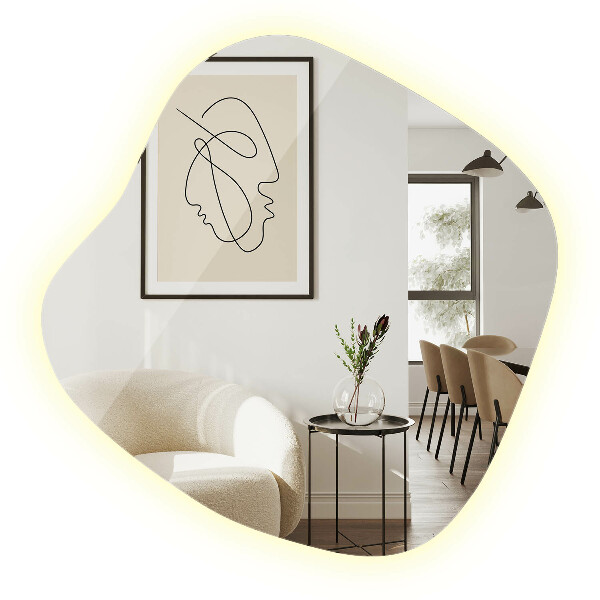 Organsko ogledalo z LED osvetlitvijo 59x58 cm