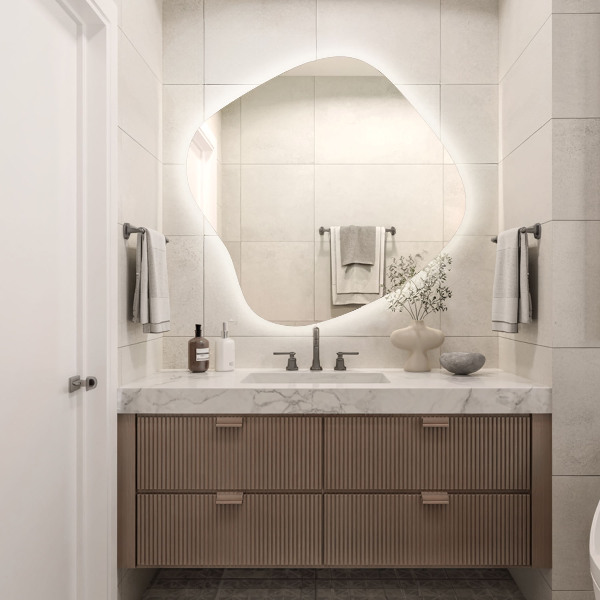 Organsko ogledalo z LED osvetlitvijo 68x67 cm