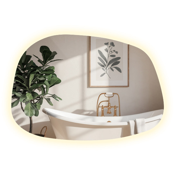 Asimetrično ogledalo packa z led osvetlitvijo 68x47 cm