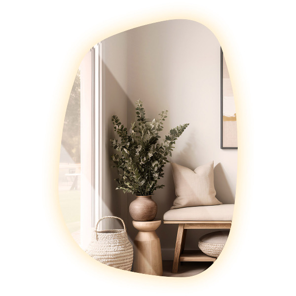 Asimetrično ogledalo packa z led osvetlitvijo 79x57 cm