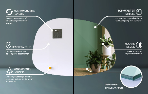 Asimetrično ogledalo v obliki packe 49x34 cm