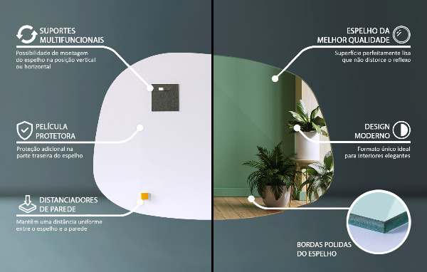 Asimetrično ogledalo v obliki packe 79x57 cm