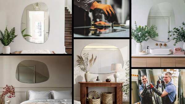 Asimetrično ogledalo v obliki packe 91x66 cm