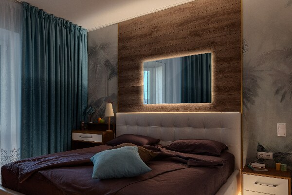 Pravokotno led ogledalo za zid 100x70 cm