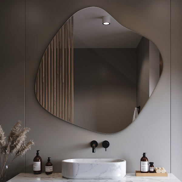 Ogledalo asimetrično v obliki packe izvirnik 68x67 cm