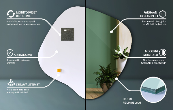 Ogledalo asimetrično v obliki packe izvirnik 68x67 cm