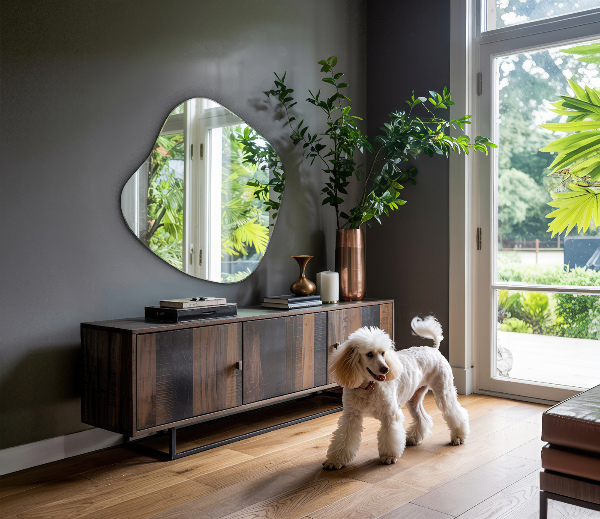 Ogledalo asimetrično v obliki packe izvirnik 68x67 cm