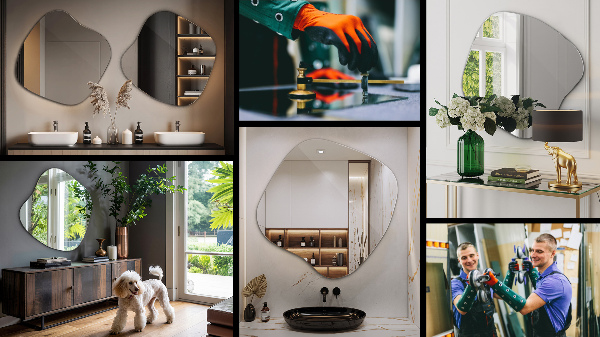 Ogledalo asimetrično v obliki packe izvirnik 68x67 cm