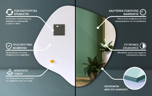 Ogledalo asimetrično v obliki packe izvirnik 77x77 cm