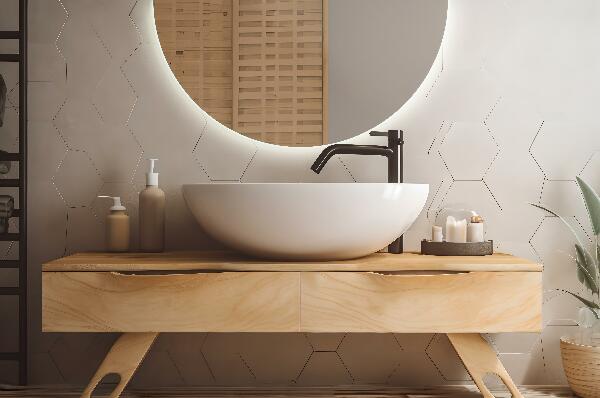 Ogledalo polkrožno z led osvetlitvijo 30x60 cm